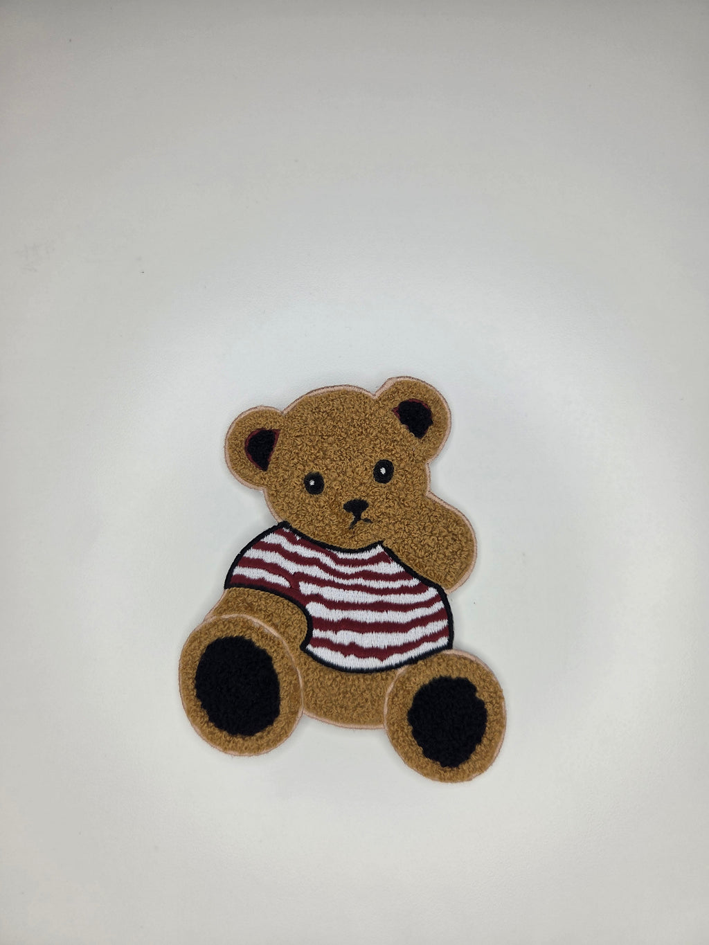 Chenille Teddy Bear Striped Sweater Patch