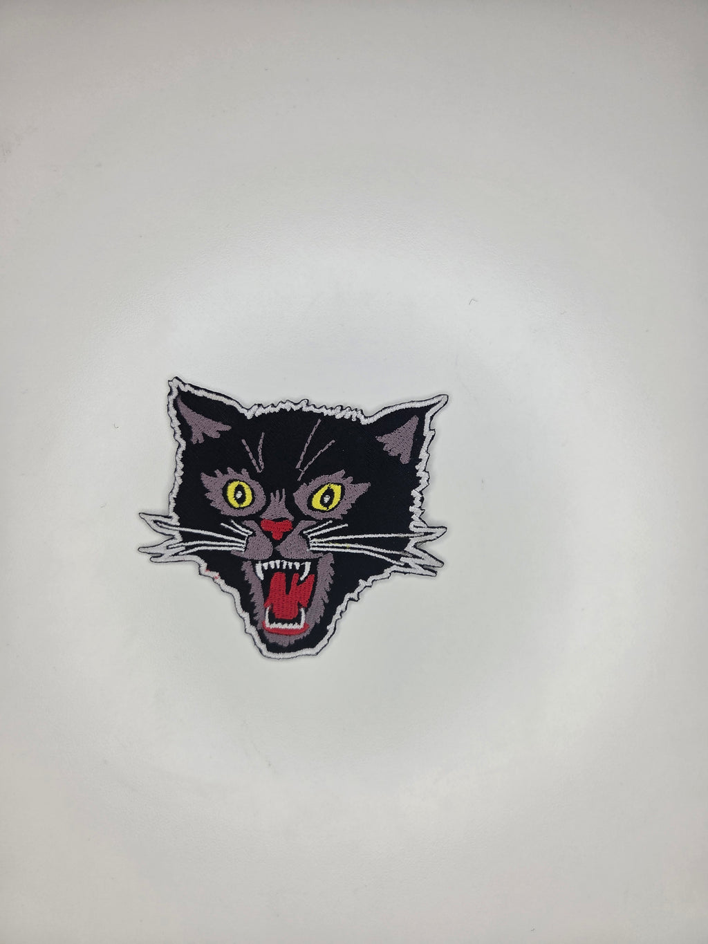 Angry Black Cat Face Embroidered Patch
