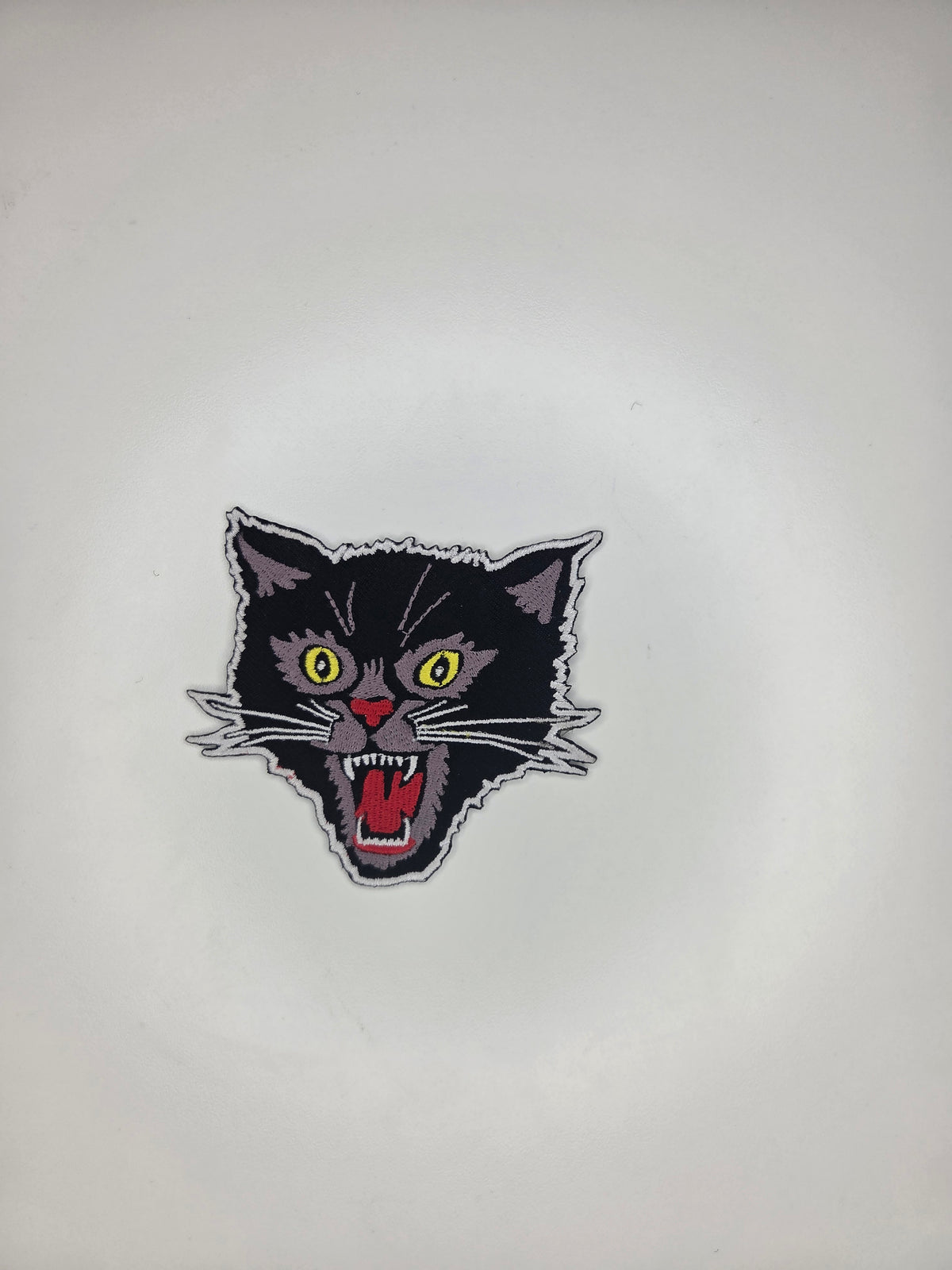 Angry Black Cat Face Embroidered Patch