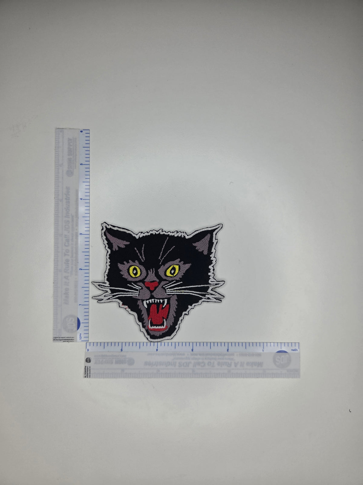 Angry Black Cat Face Embroidered Patch