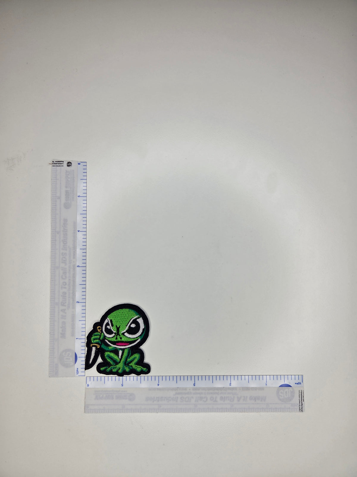 Angry Frog with Knife Embroidered Patch