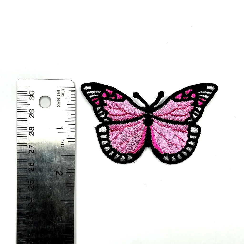 Pink Butterfly Embroidered Patch