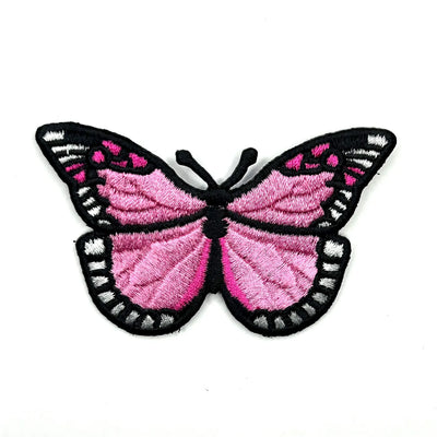 Pink Butterfly Embroidered Patch
