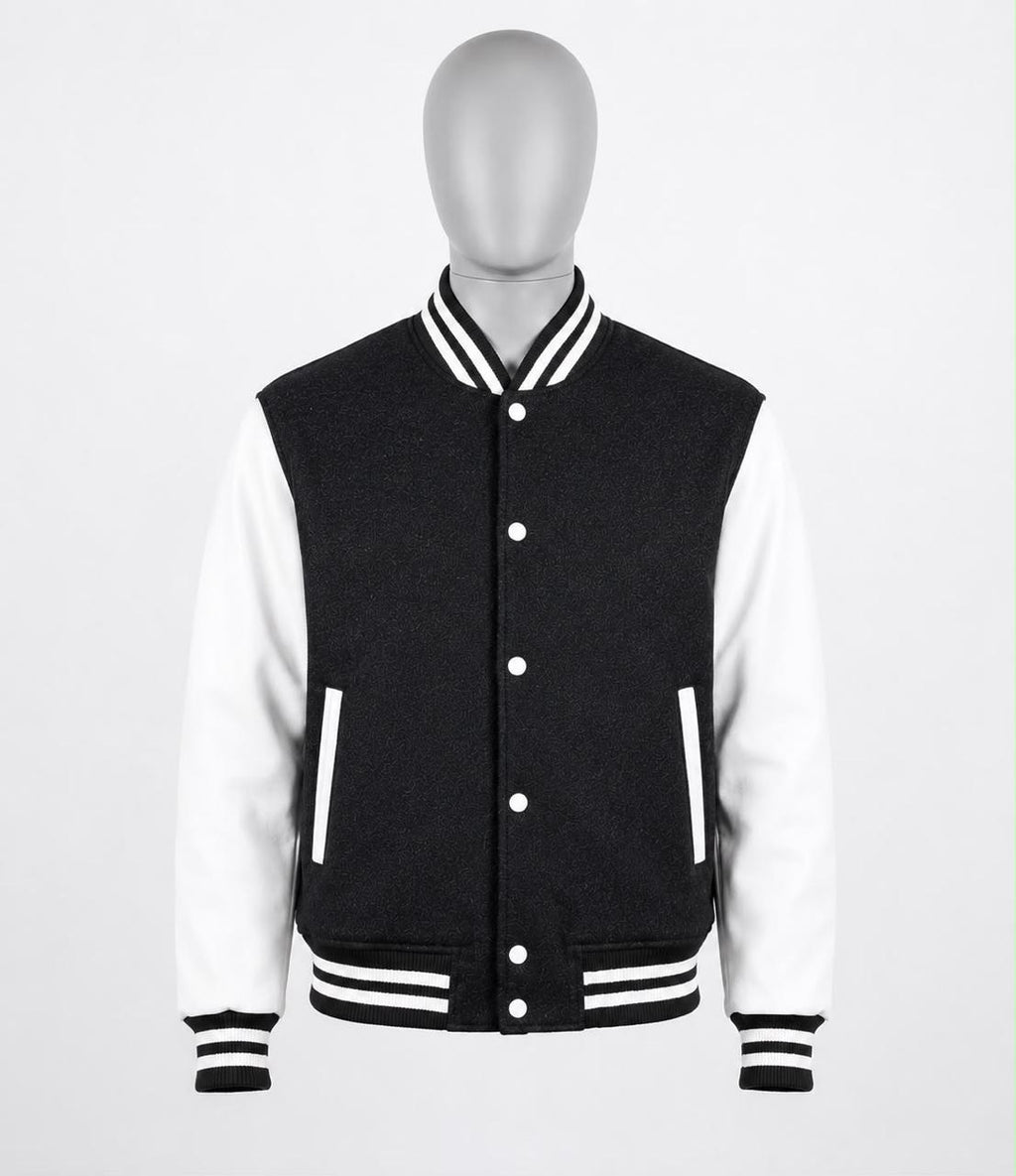 Letterman Jacket - Black / White Sleeves