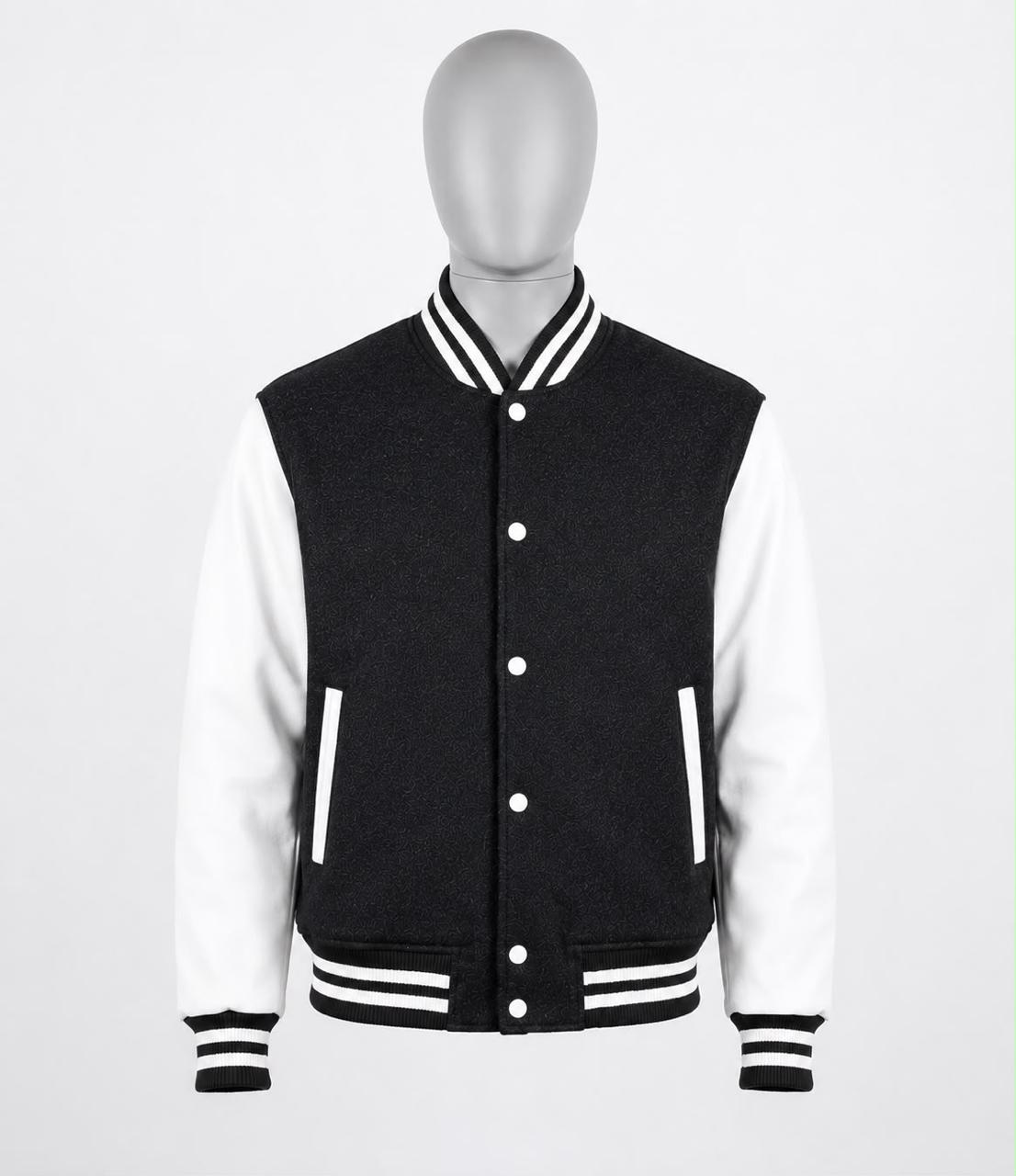 Letterman Jacket - Black / White Sleeves