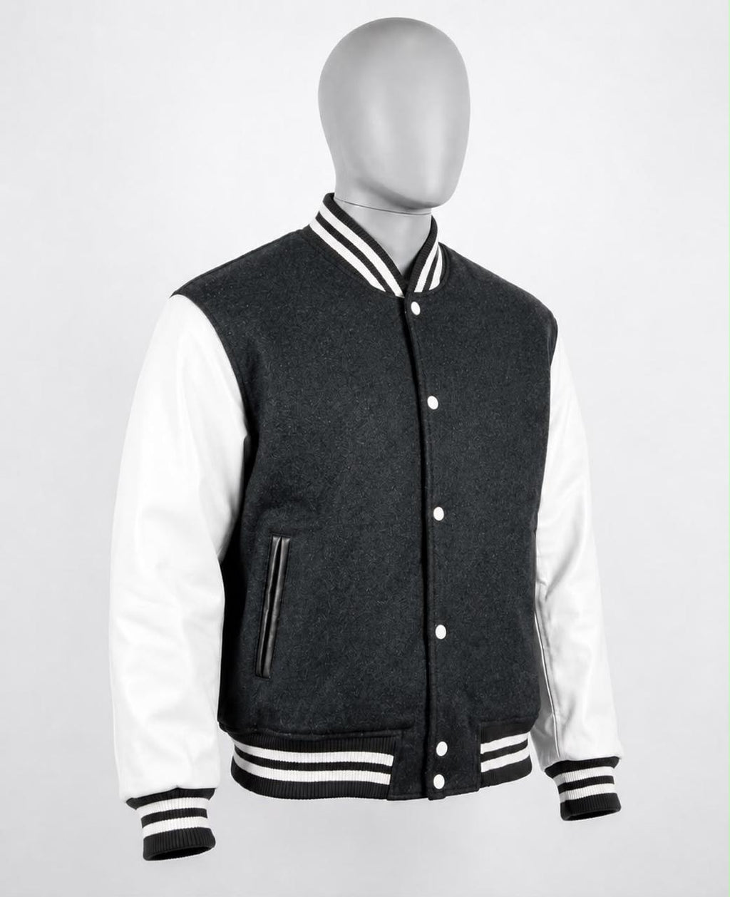 Letterman Jacket - Black / White Sleeves