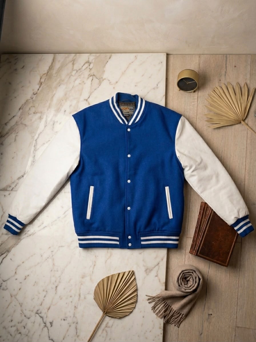 Letterman Jacket - Blue / White Sleeves