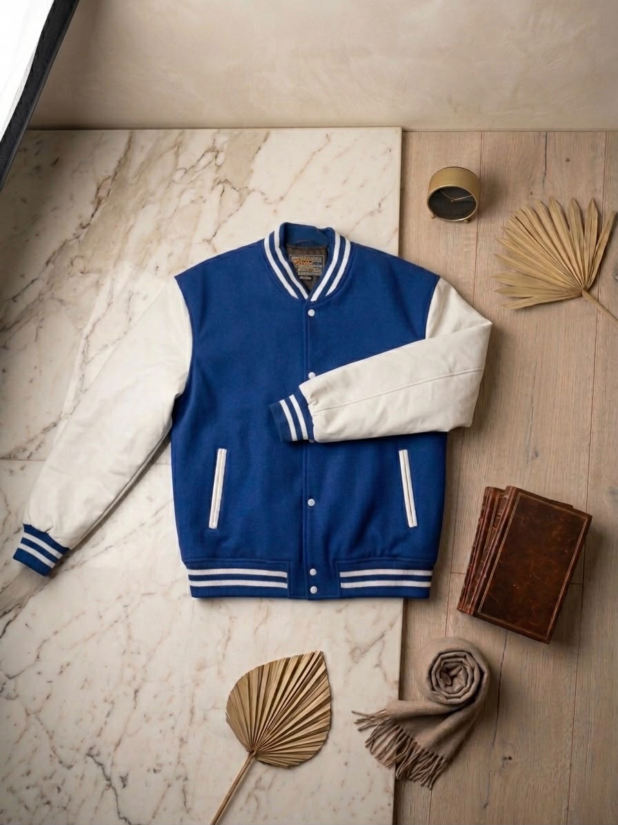 Letterman Jacket - Blue / White Sleeves