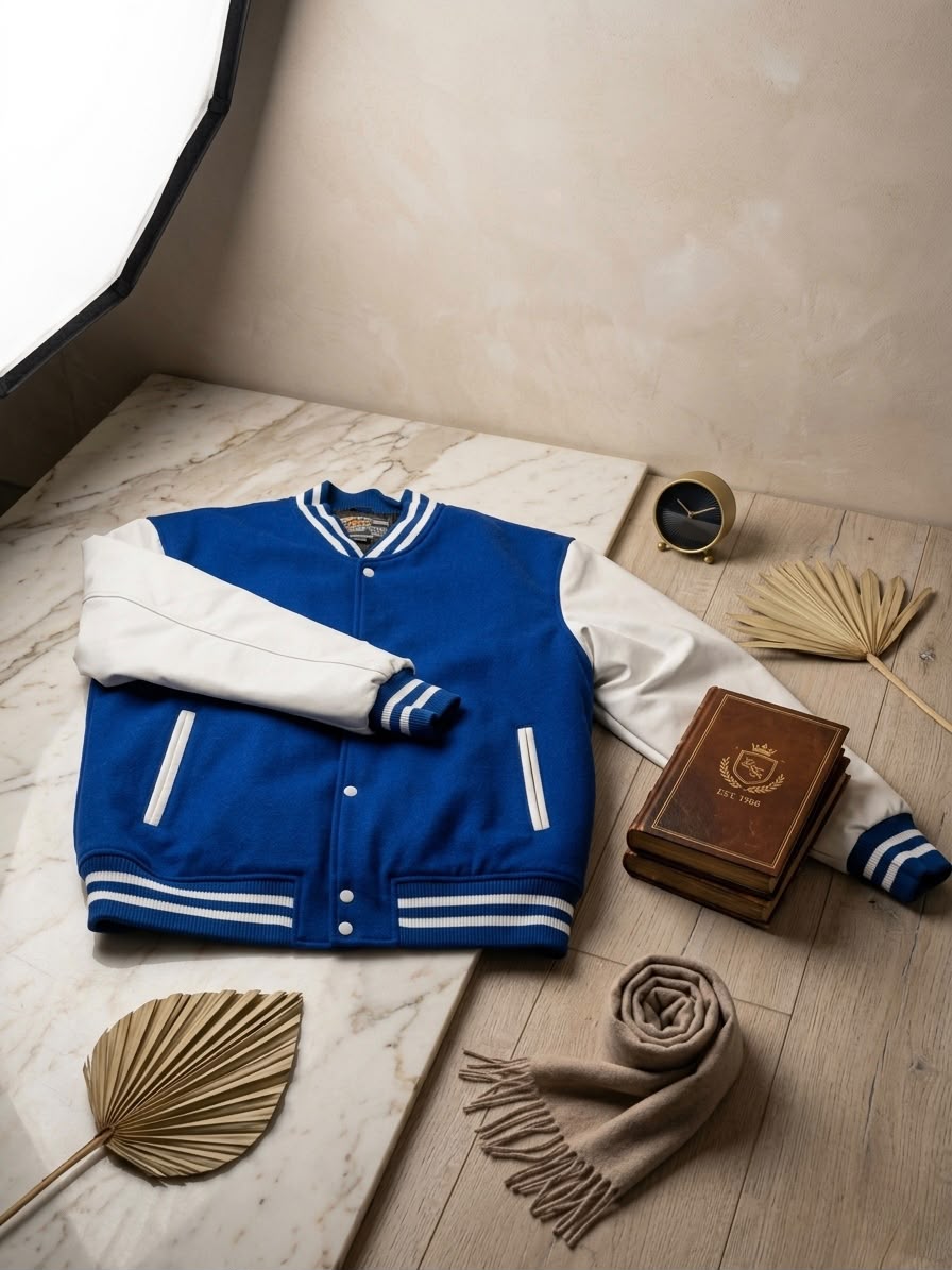 Letterman Jacket - Blue / White Sleeves