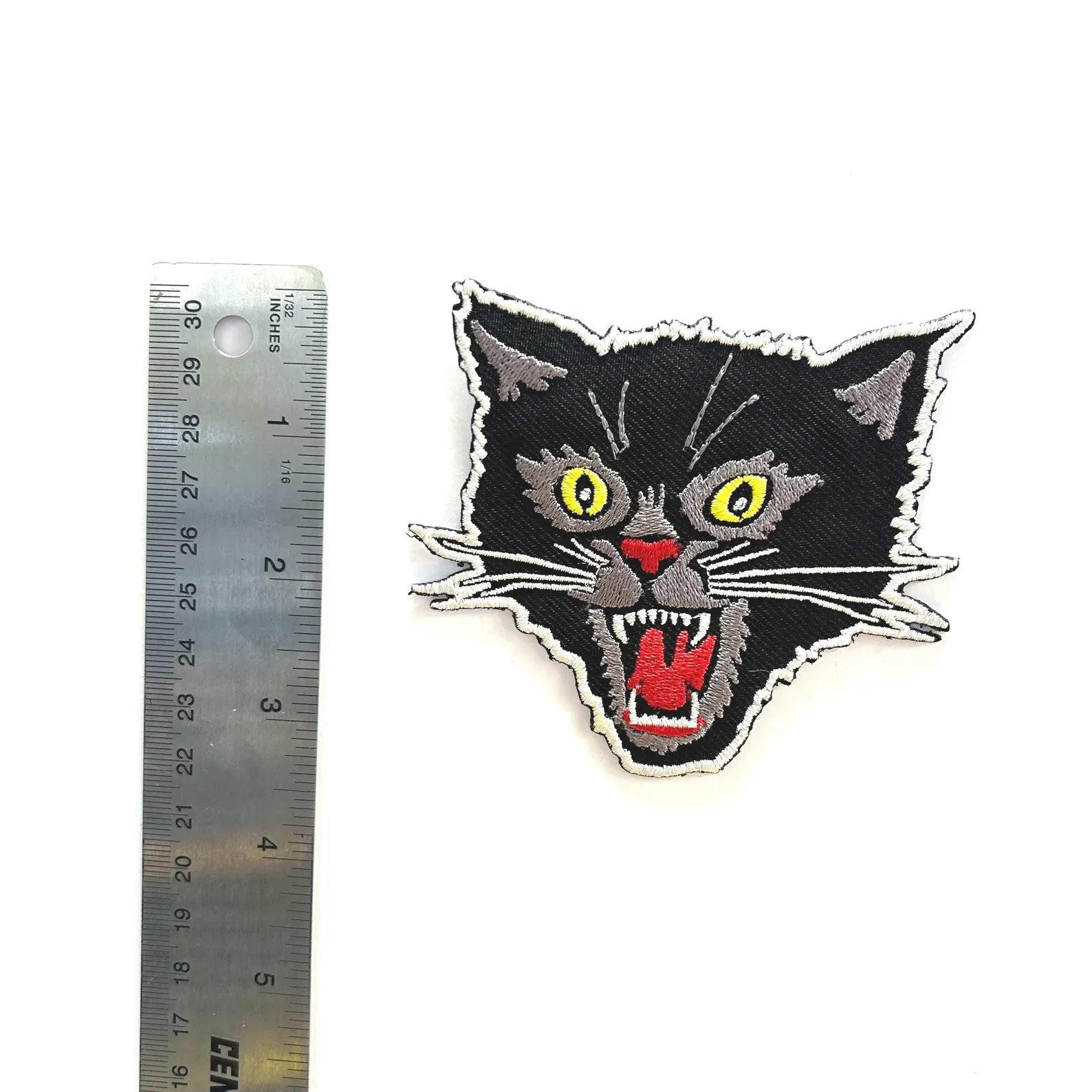 Angry Black Cat Embroidered Patch