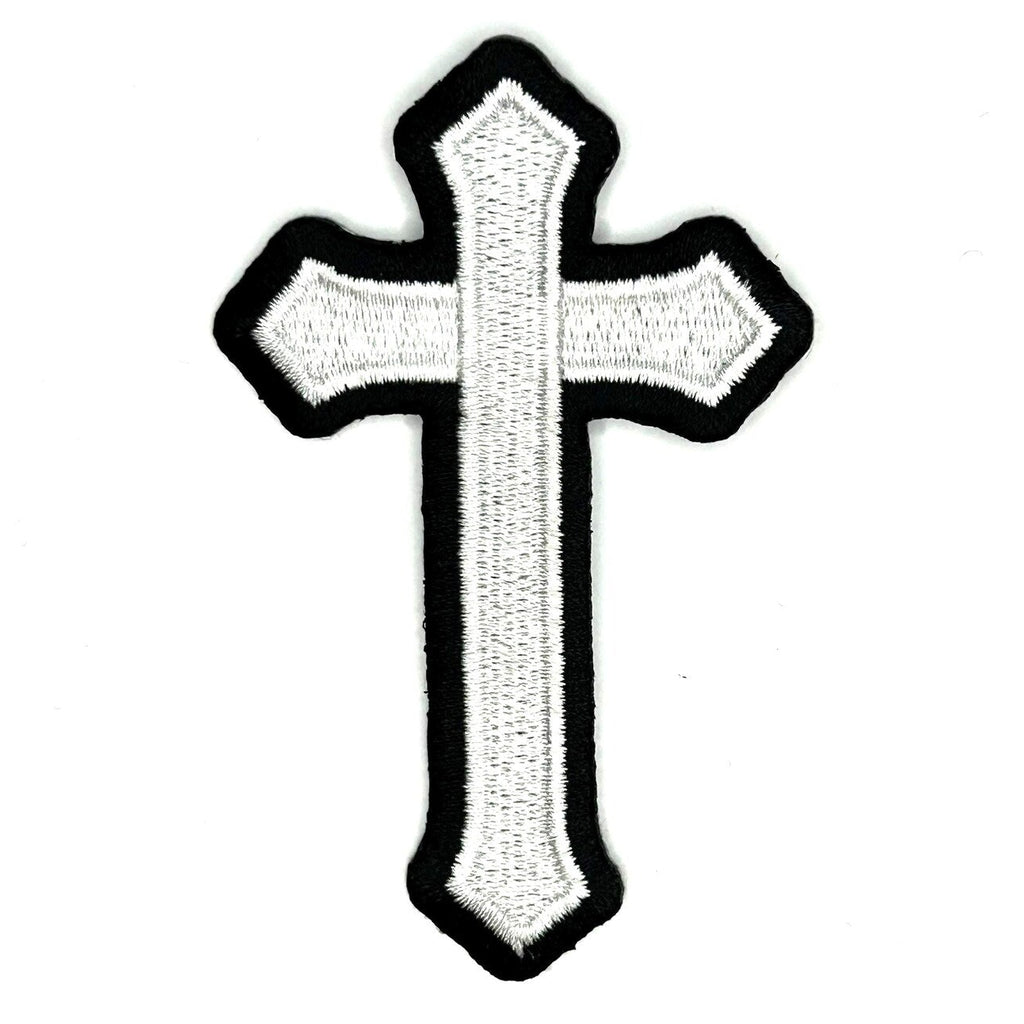 White Cross Embroidered Patch