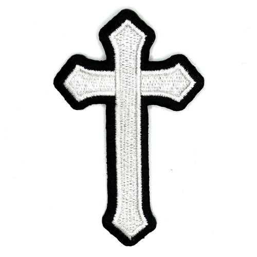 White Cross Embroidered Patch