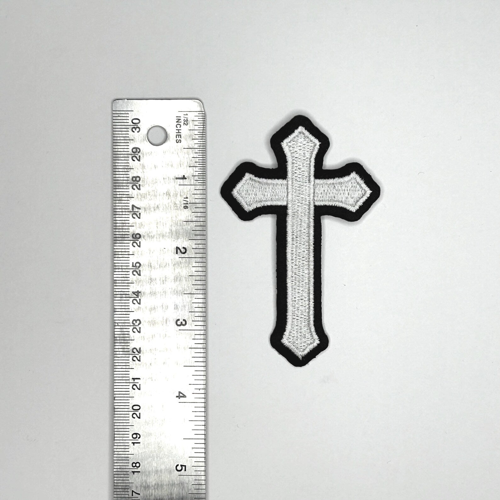 White Cross Embroidered Patch
