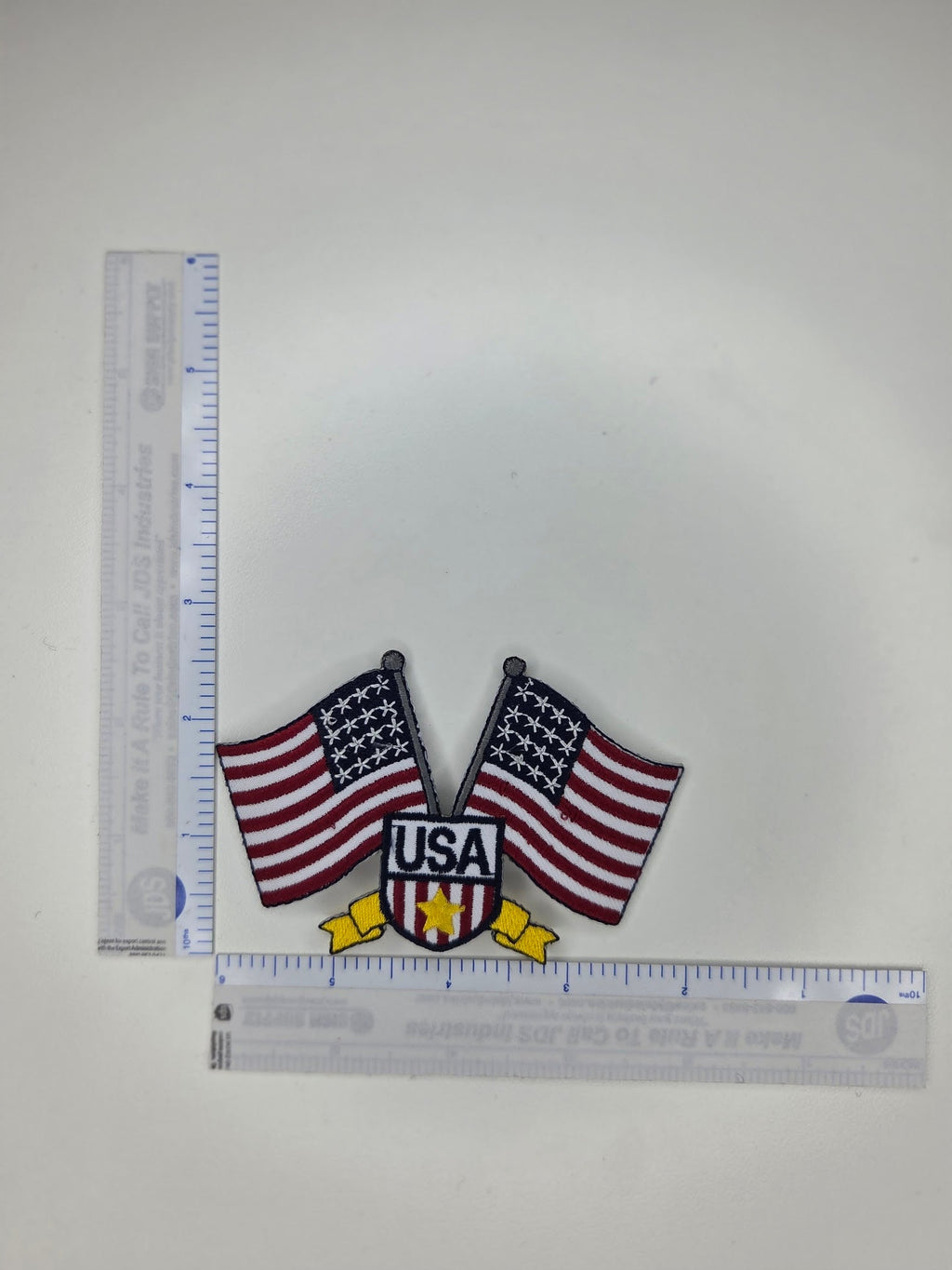 Crossed USA Flags Embroidered Patch