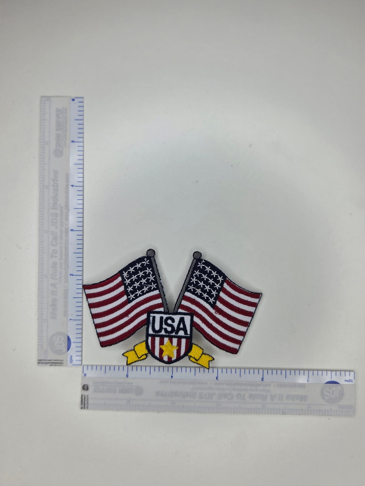 Crossed USA Flags Embroidered Patch