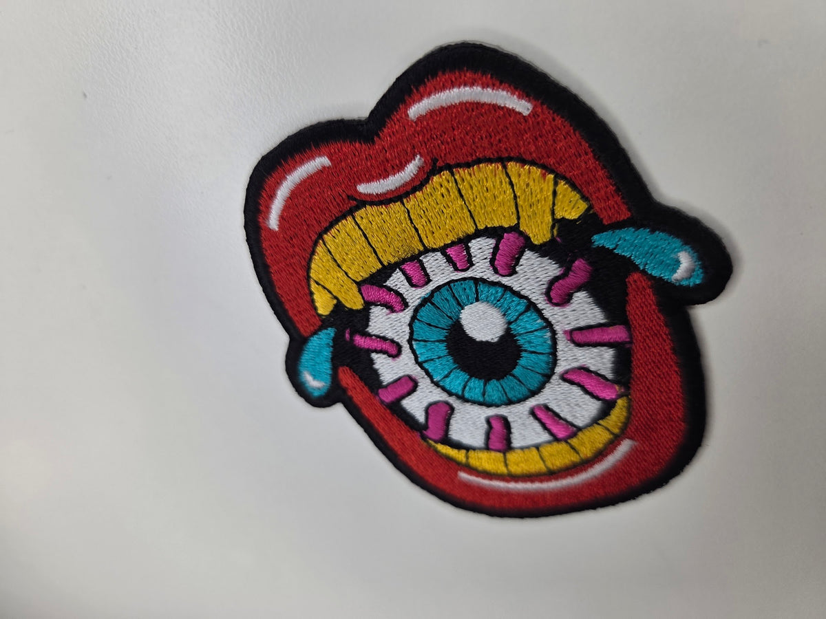 Crying Eyeball Lips Embroidered Patch