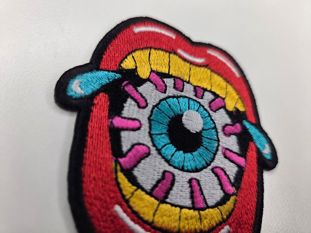 Crying Eyeball Lips Embroidered Patch