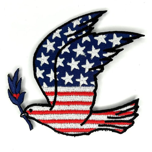 American Flag Dove Embroidered Patch