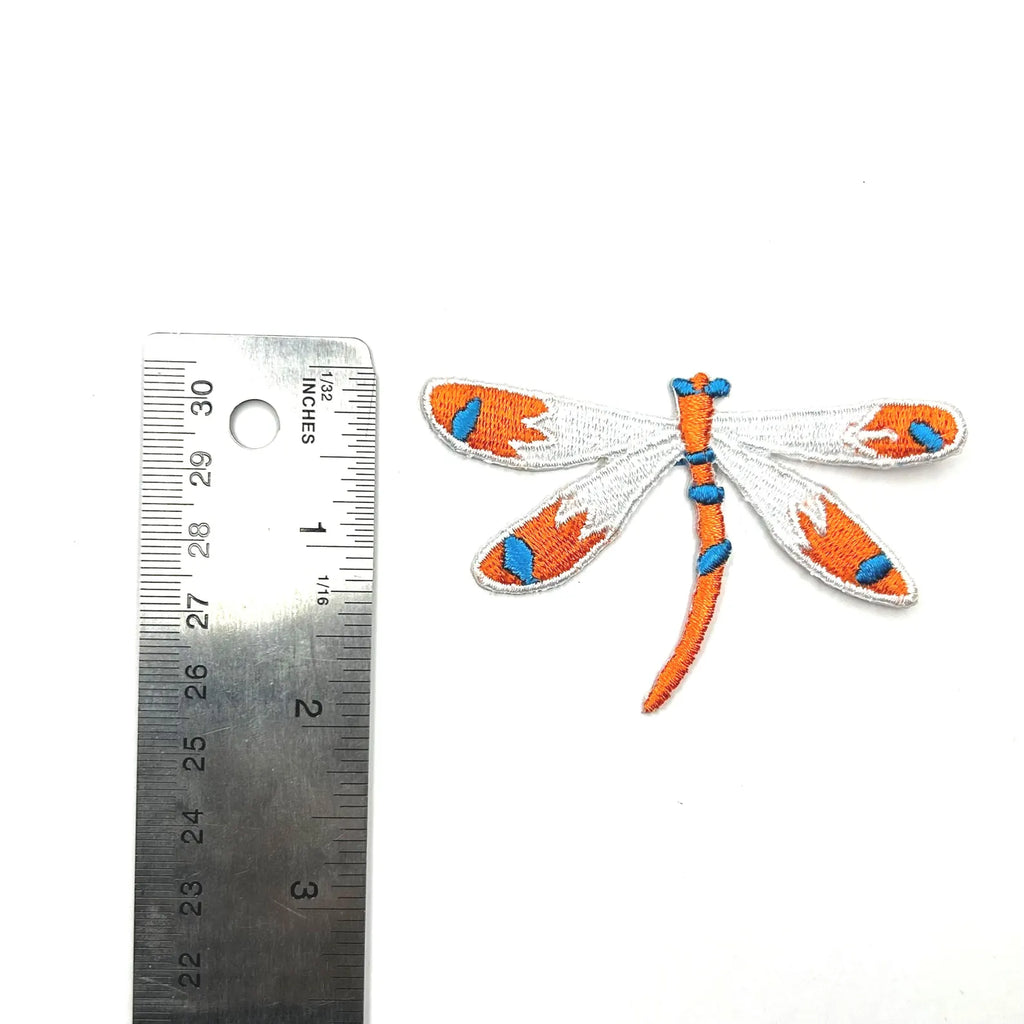 Orange Dragonfly Embroidered Patch