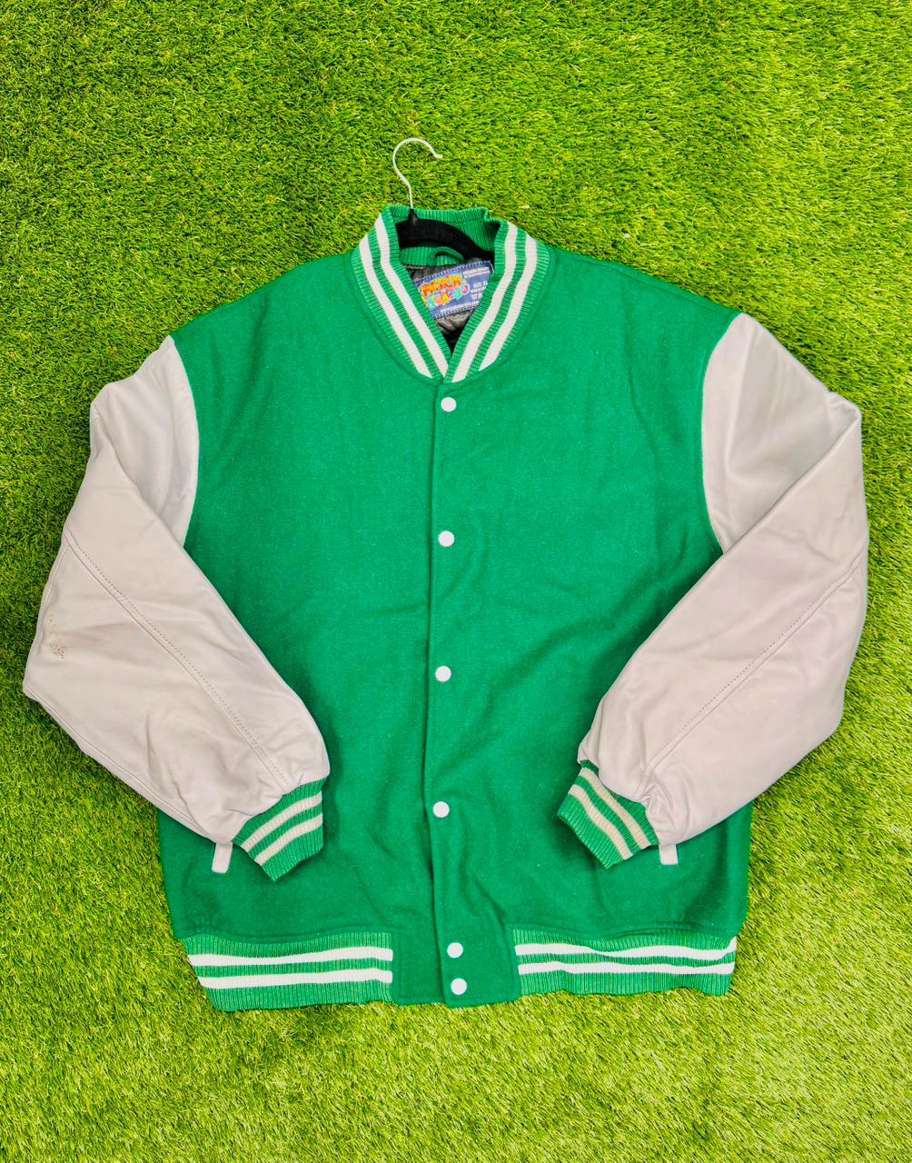 Letterman Jacket - Green / White Sleeves