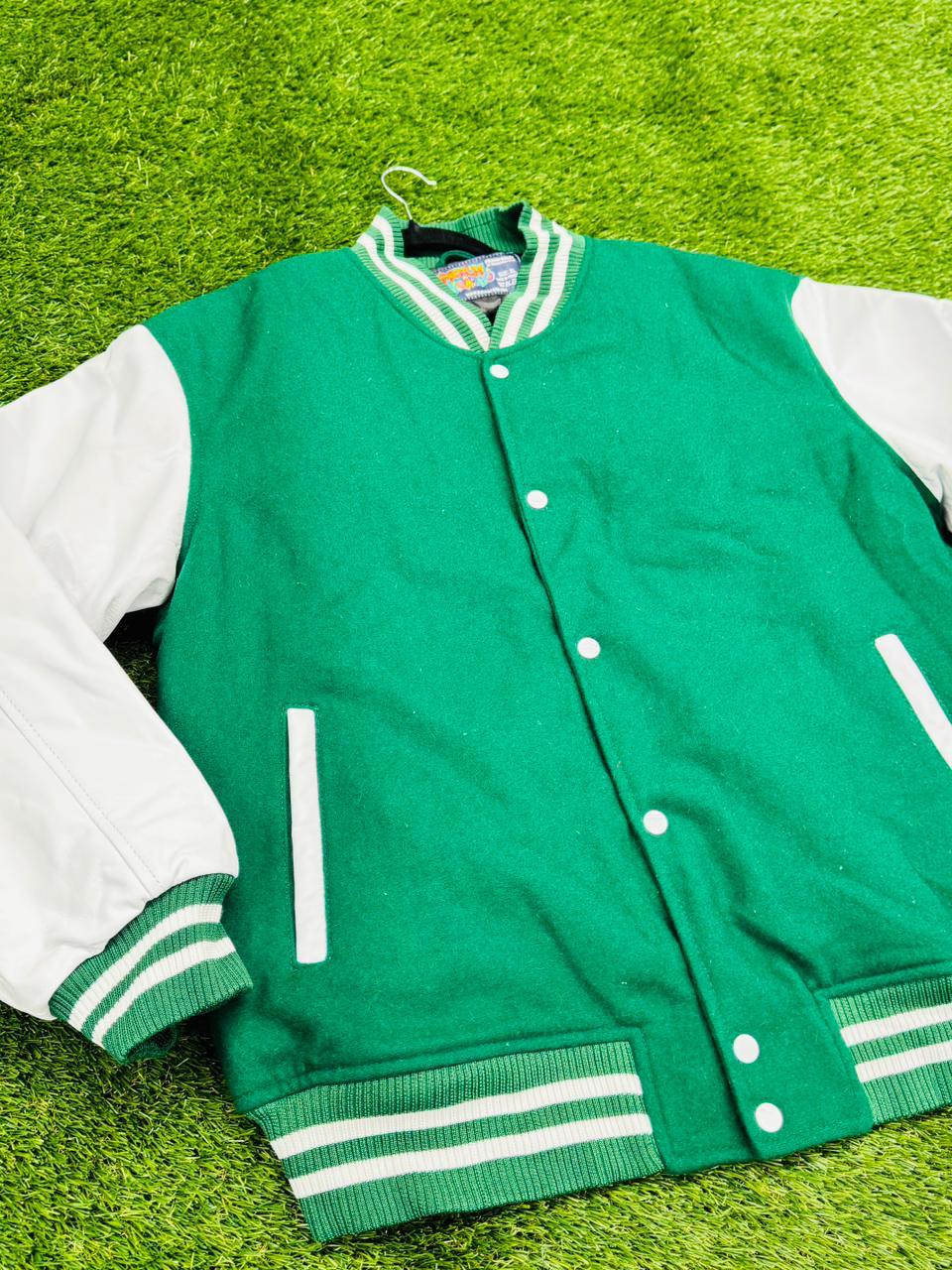Letterman Jacket - Green / White Sleeves