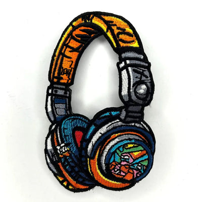 Colorful Headphones Embroidered Patch