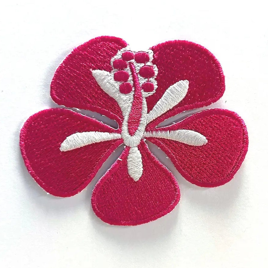 Pink Hibiscus Embroidered Patch