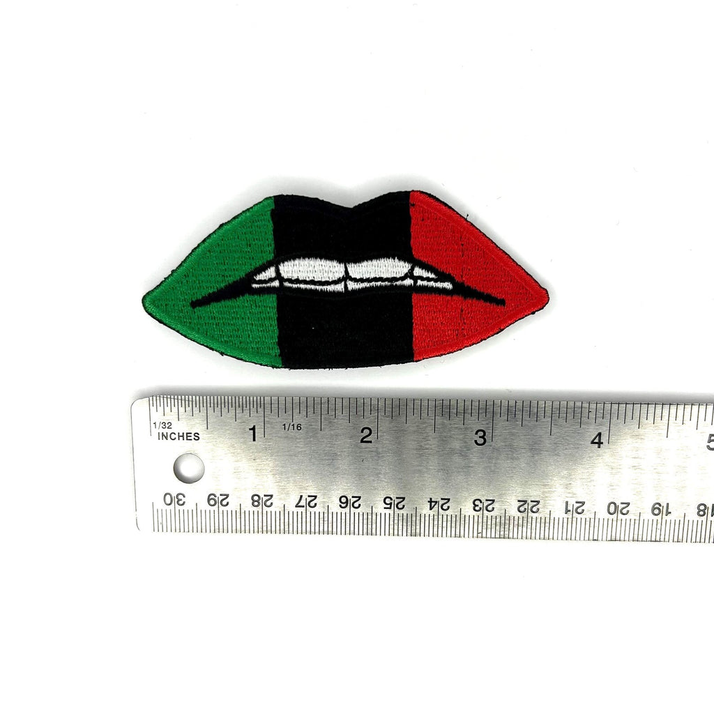 Striped Lips Embroidered Patch