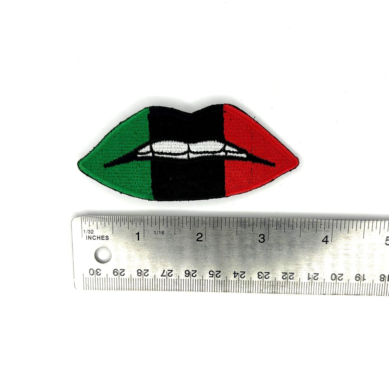 Striped Lips Embroidered Patch
