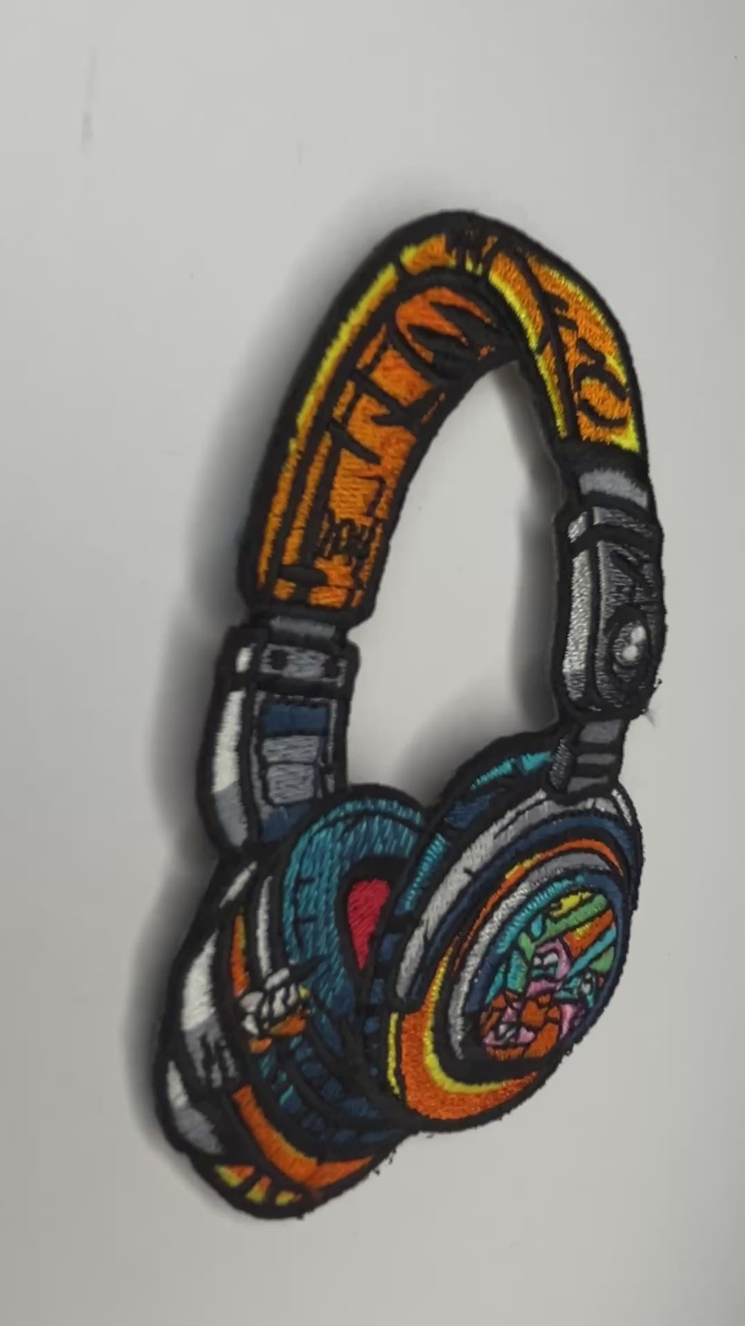 Colorful Headphones Embroidered Patch