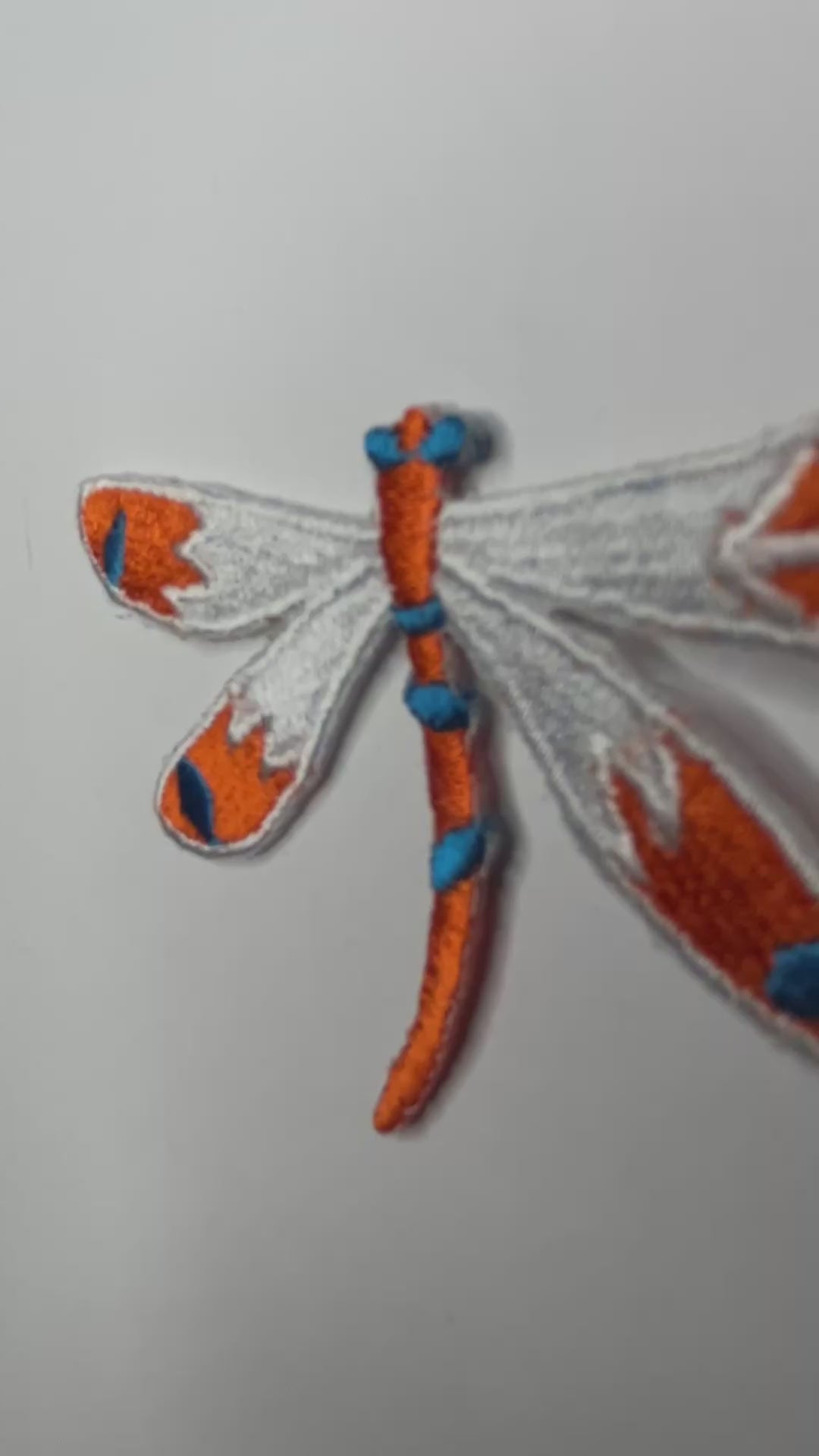 Orange Dragonfly Embroidered Patch