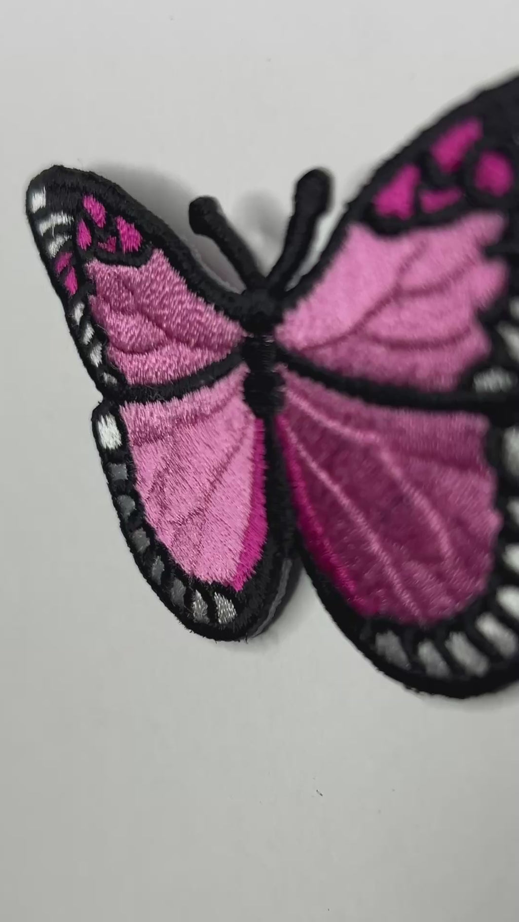 Pink Butterfly Embroidered Patch