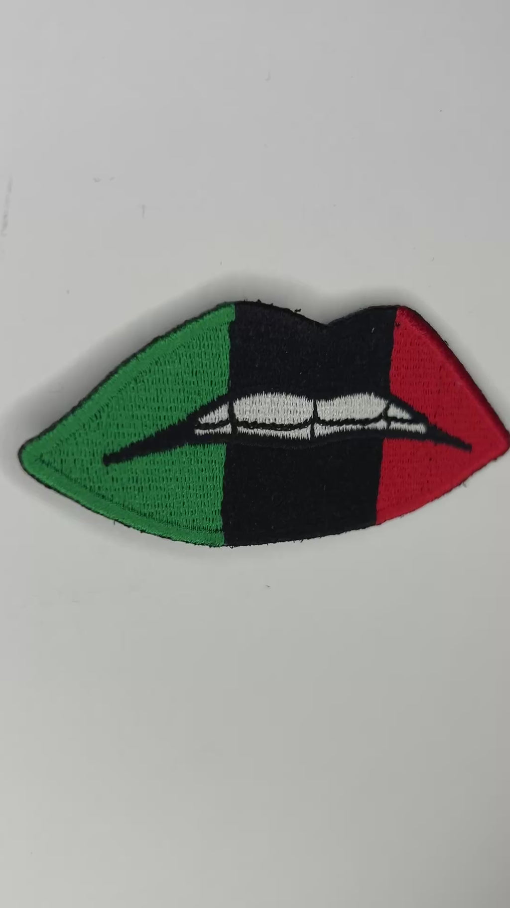 Striped Lips Embroidered Patch