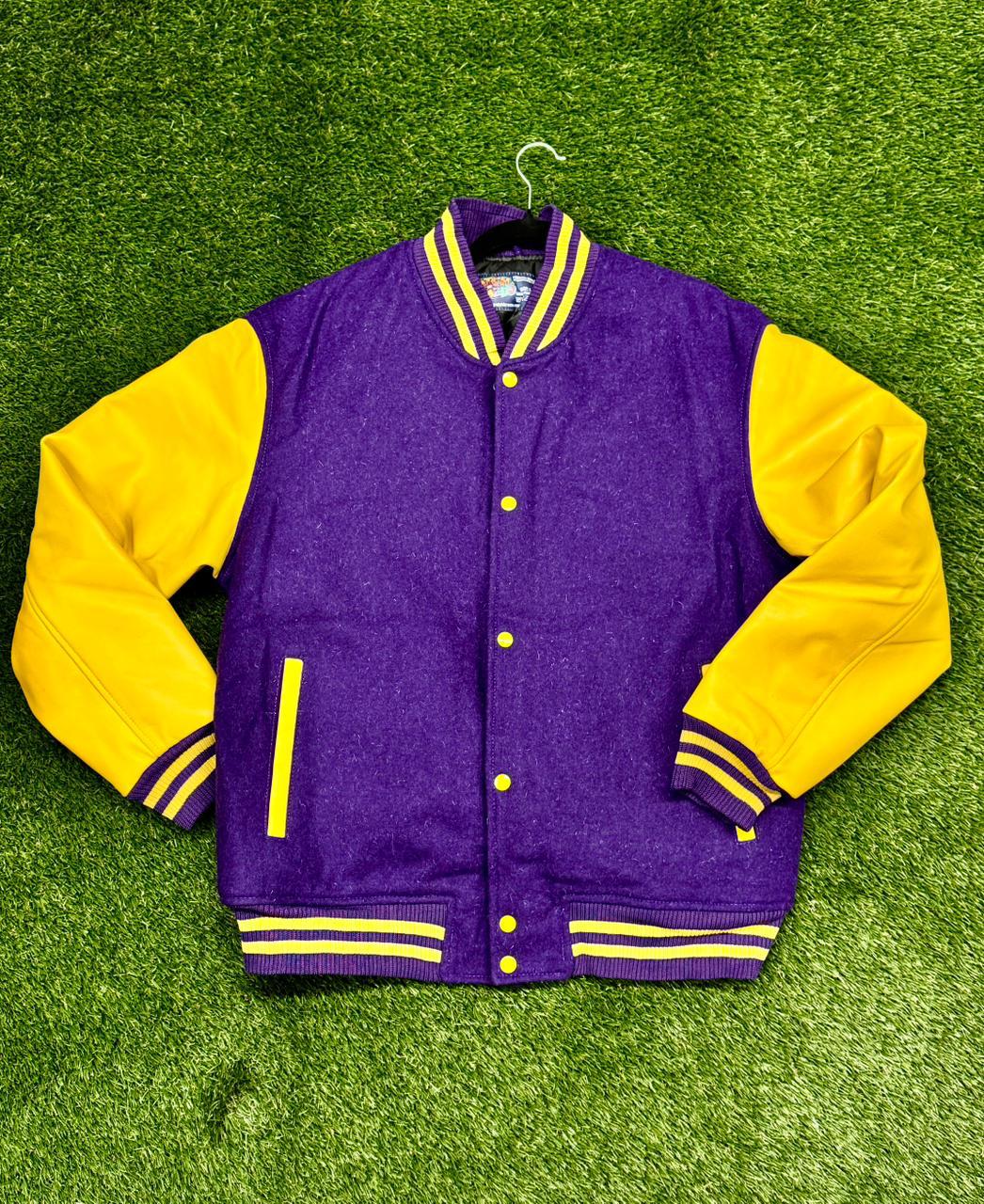 Letterman Jacket - Purple / Gold Sleeves