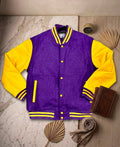 Letterman Jacket - Purple / Gold Sleeves