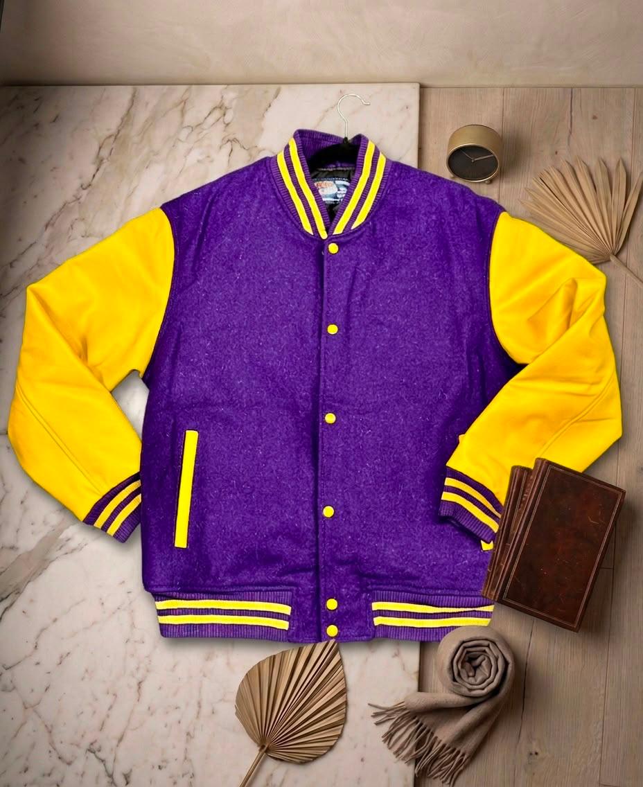 Letterman Jacket - Purple / Gold Sleeves