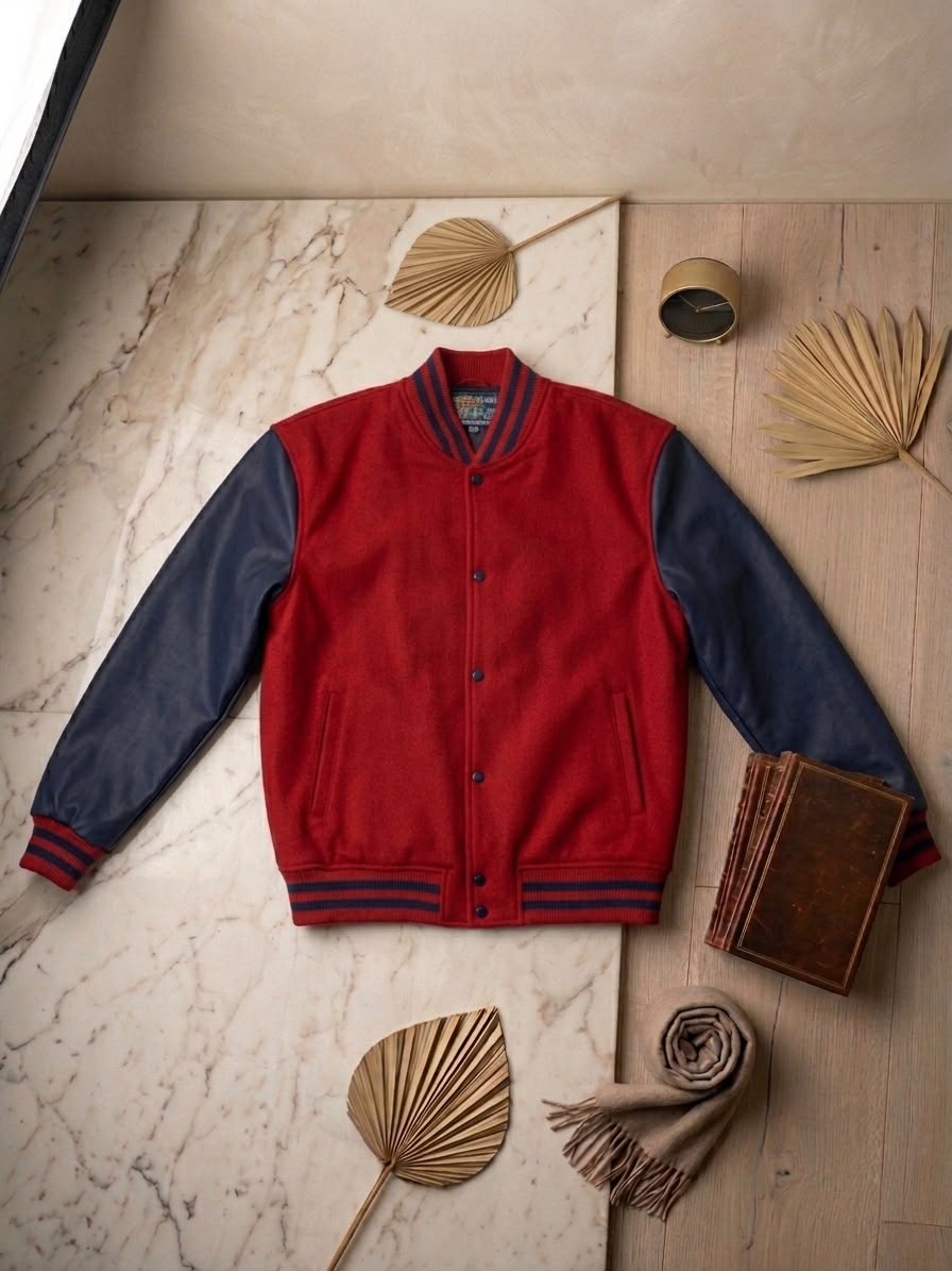 Letterman Jacket - Red / Blue Sleeves