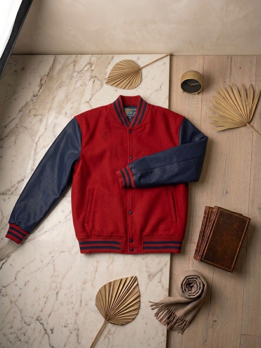 Letterman Jacket - Red / Blue Sleeves
