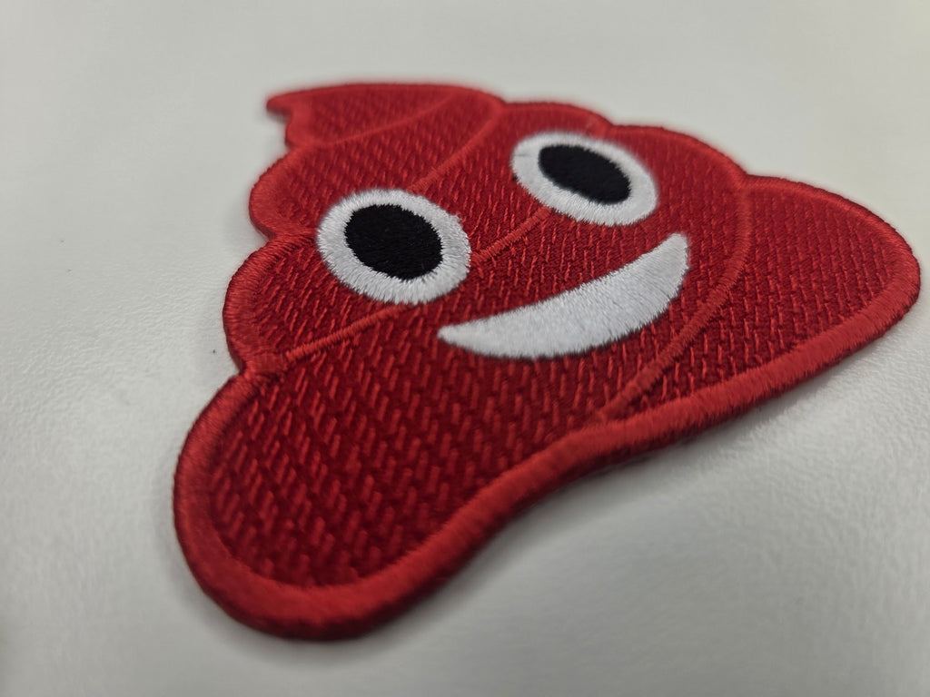 Red Poop Emoji Embroidered Patch