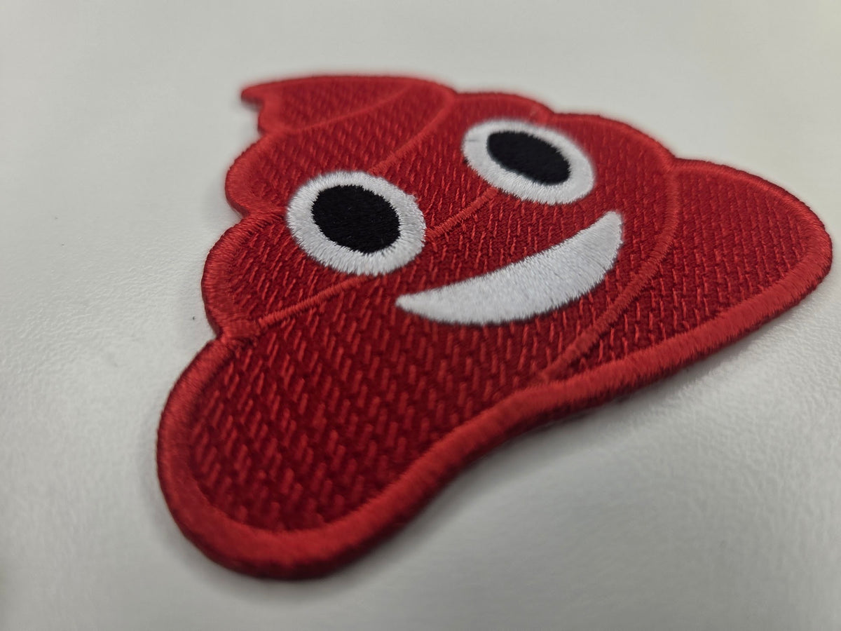 Red Poop Emoji Embroidered Patch