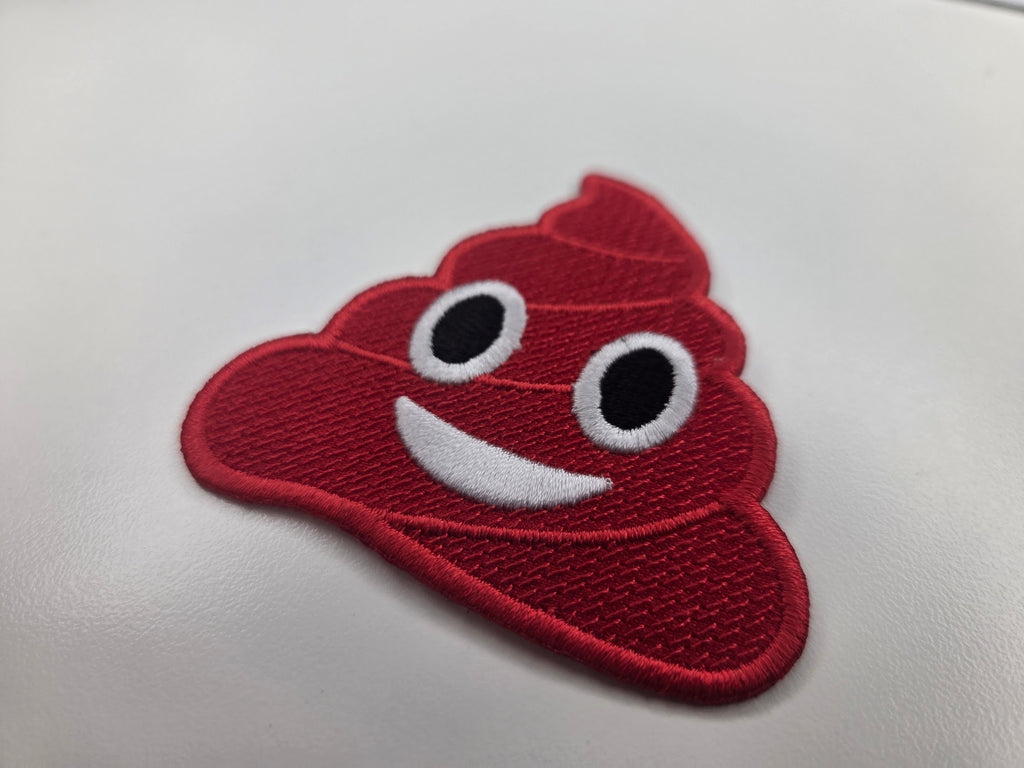 Red Poop Emoji Embroidered Patch