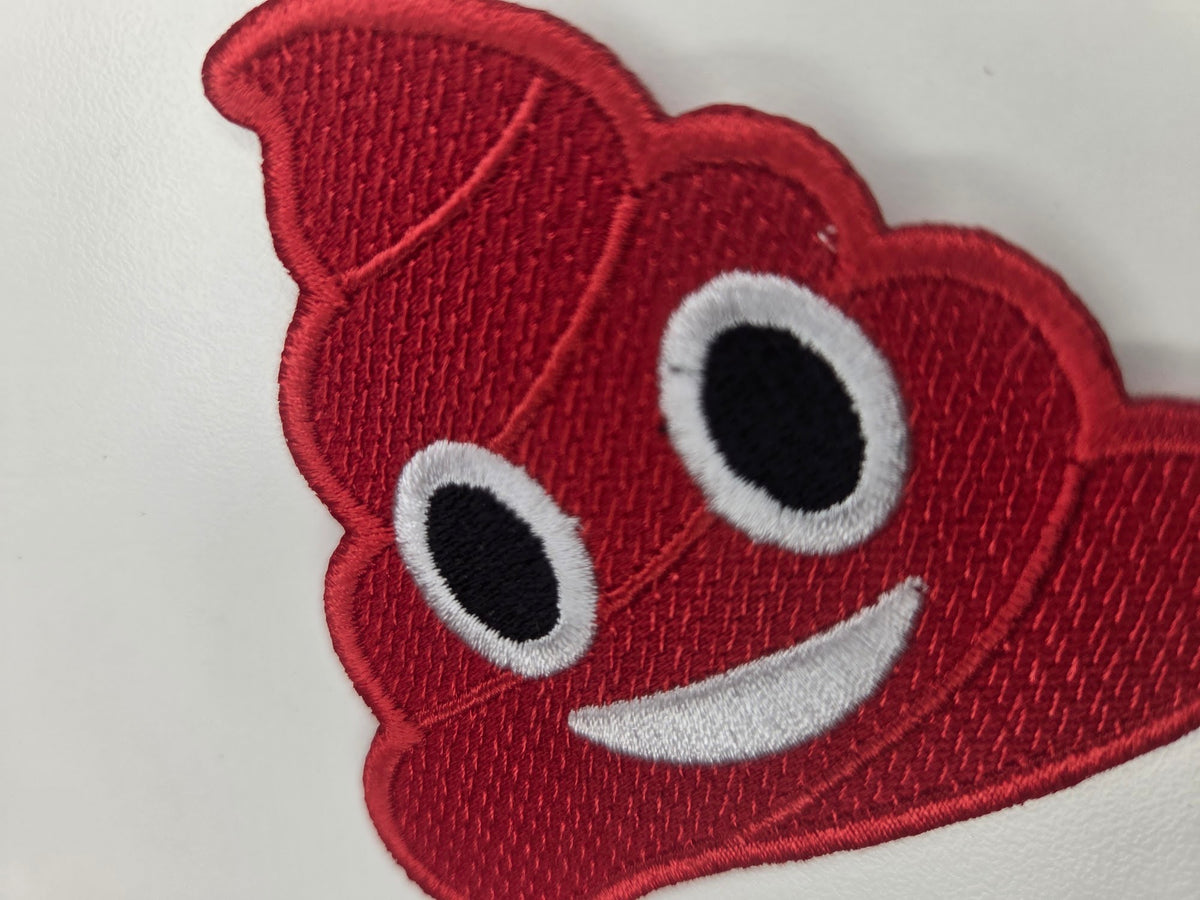 Red Poop Emoji Embroidered Patch
