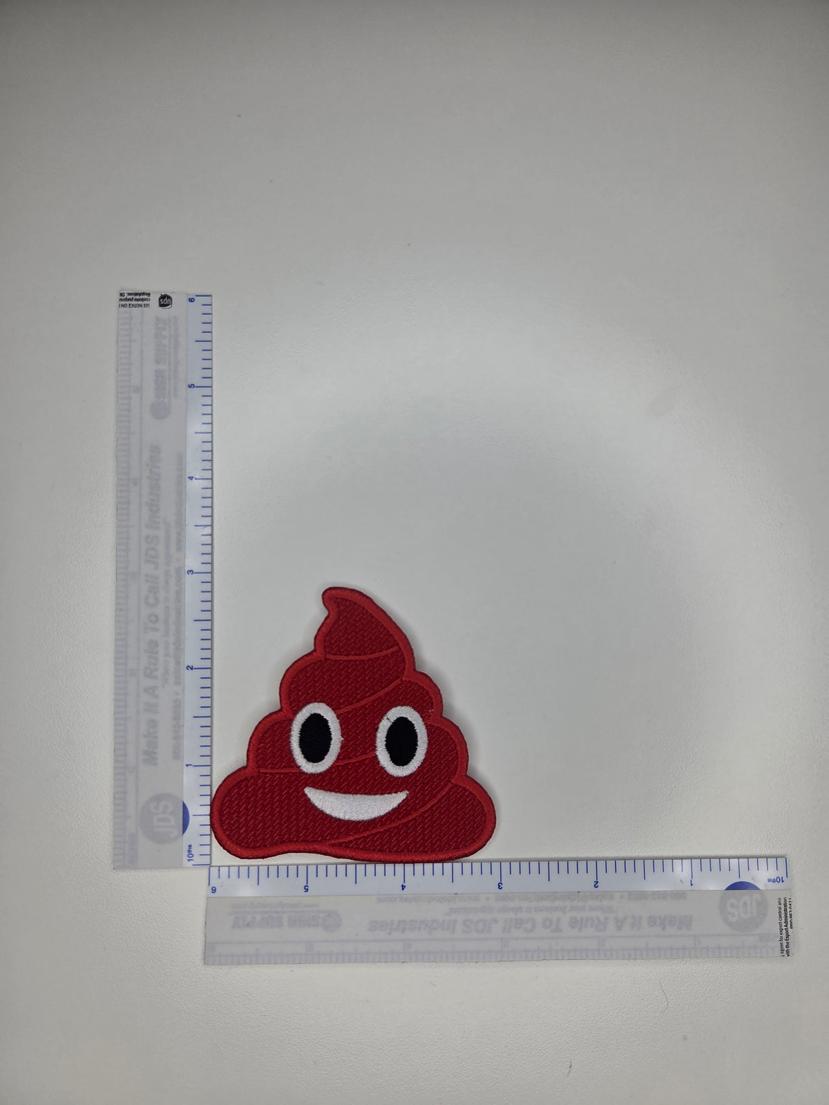 Red Poop Emoji Embroidered Patch
