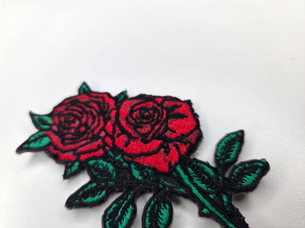 Red Rose Embroidered Patch