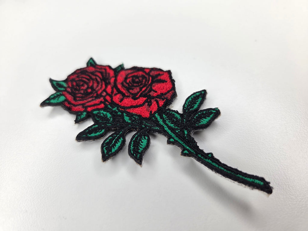 Red Rose Embroidered Patch