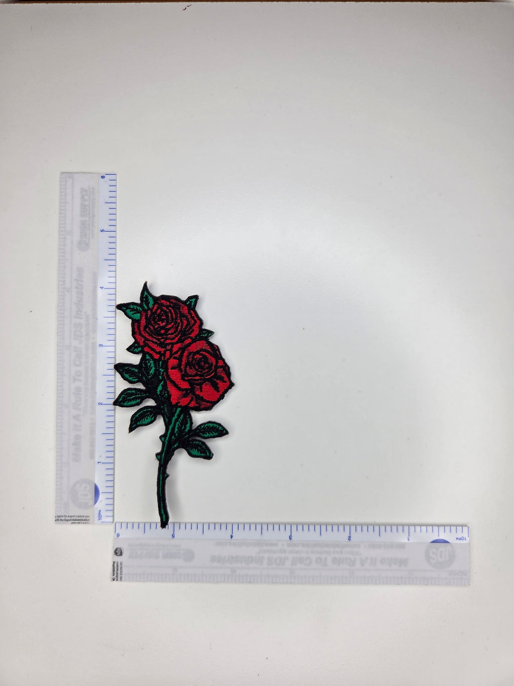 Red Rose Embroidered Patch