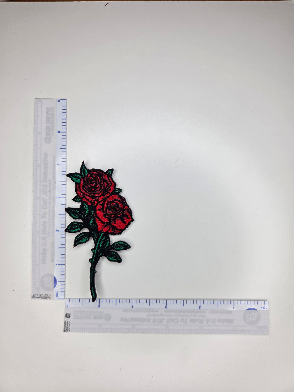 Red Rose Embroidered Patch