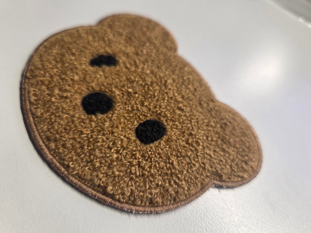 Tan Bear Head Chenille Patch