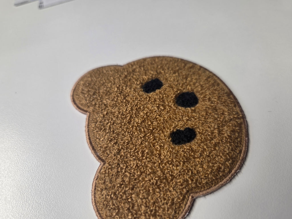 Tan Bear Head Chenille Patch