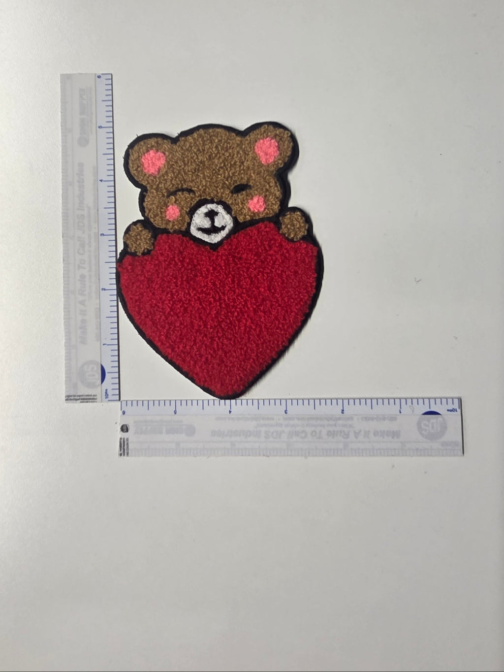 Teddy Bear Red Heart Chenille Patch